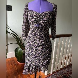 Purple Floral Keyhole Dress